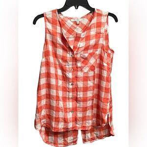 Orange and white plaid tank top blouse